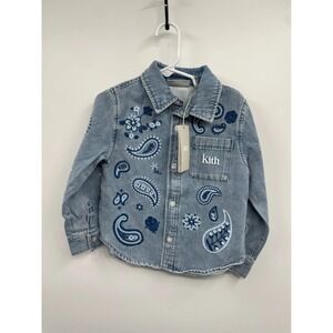 Kith Kids Floral Paisley Embroidered Chambray Shirt 4T Apollo NWT